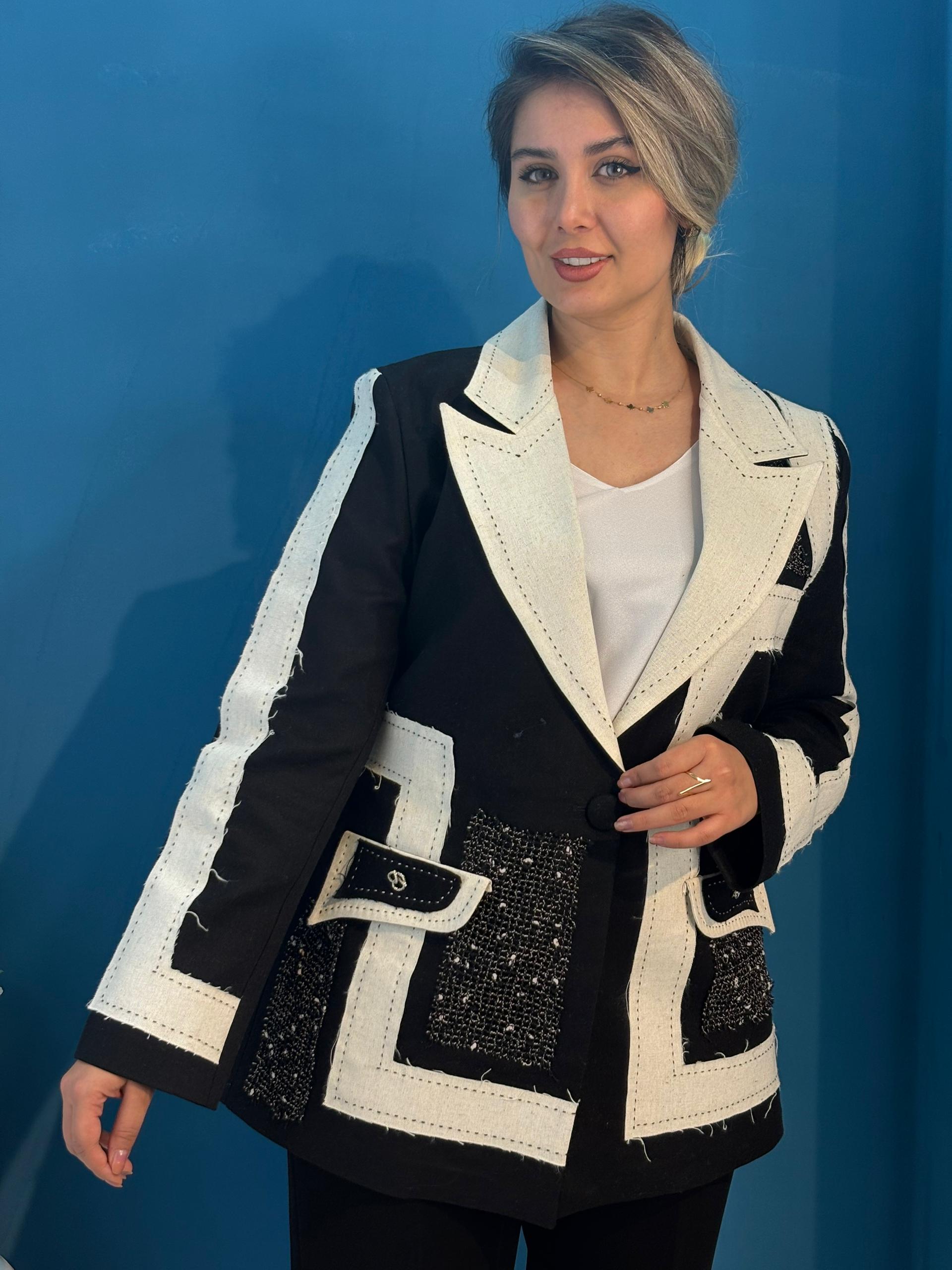 کت کتان تکه دوری شده