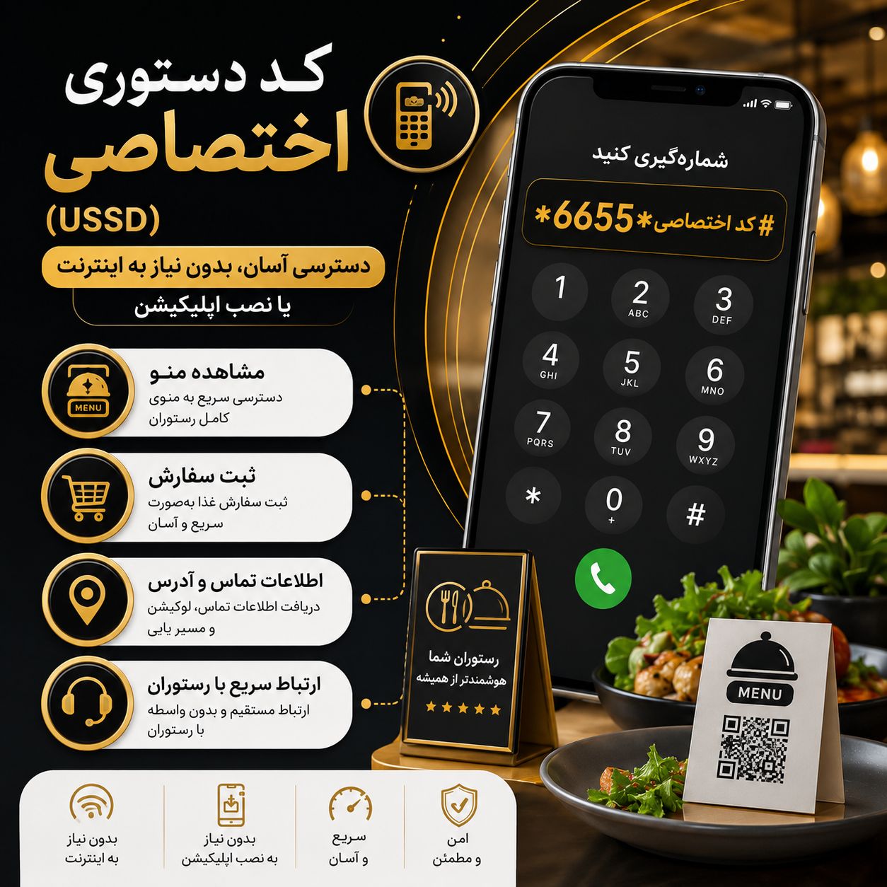 معرفی کد دستوری برای رستوران 