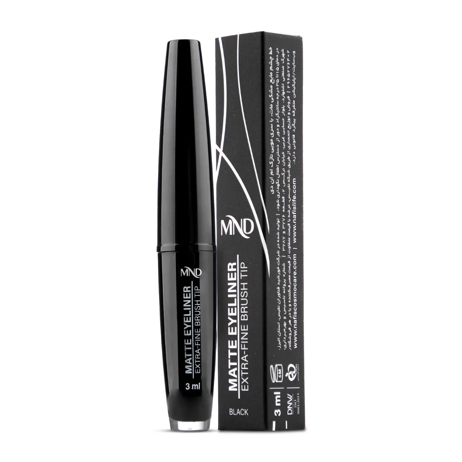 خط چشم مایع مشکی مات ام ان دی با سری مویی نازک