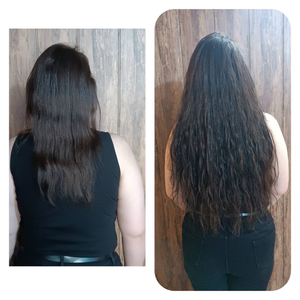 وقتی موهات صافه و دلت موی حالتدار میخواد 😍 اکستنشن موی طبیعی با 190شاخه