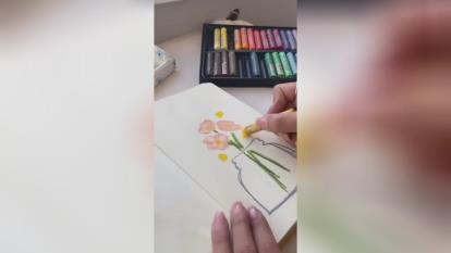 نقاشی گل وگلدان