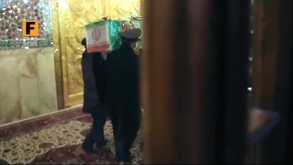 بردن شهیدمحسن فخری زاده به حرم امام رضا(ع)