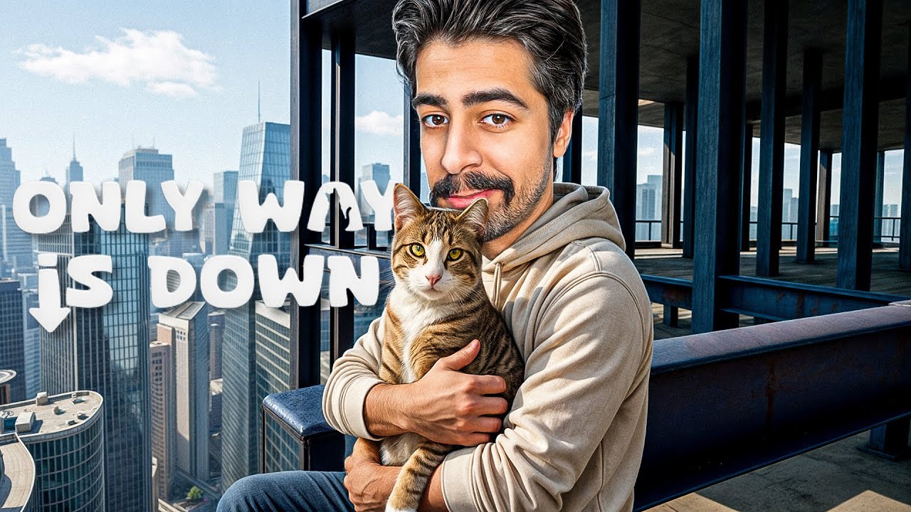 پوستر گرگ علی در حال تلاش برای پایین اومدن ! 🐱🔥 Only Way is Down