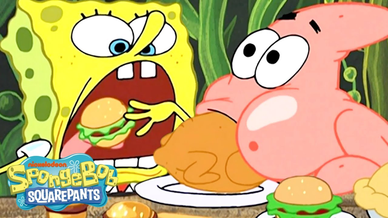 پوستر SpongeBob Characters Eating Food for 3 HOURS Straight 🍔...