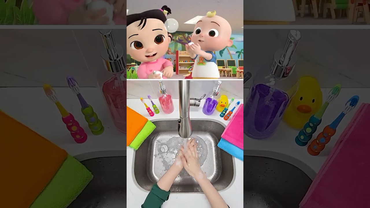 پوستر 👶💦 دست‌های خود را بشویید! این کار آسان و سرگرم‌کننده است!...