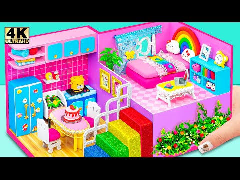 پوستر ساخت اتاق خواب صورتی و آبی و آشپزخانه برای دو نفر با کارتن...