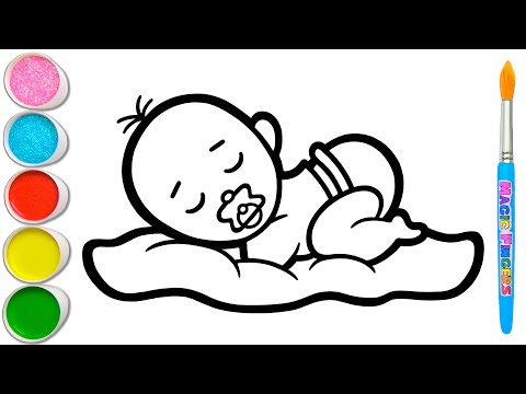 پوستر نقاشی، رنگ آمیزی و طراحی بچه‌های خوابیده برای کودکان و...