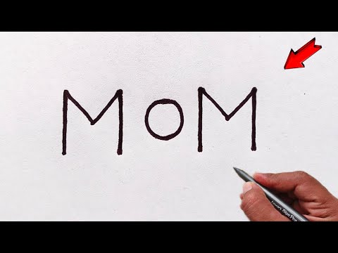 پوستر نقاشی گل رز به شکل کلمه MoM گام به گام نقاشی روز ولنتاین...