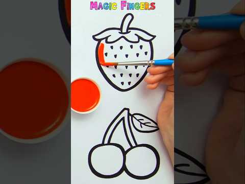 پوستر نقاشی و رنگ‌آمیزی توت فرنگی و گیلاس رنگ‌آمیزی کودکان...