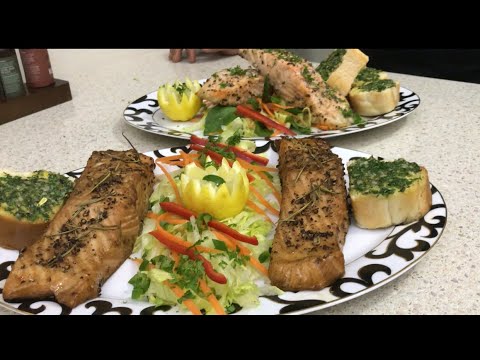 پوستر آموزش بهترین ماهی که خوردم 👌🏿2روش ماهی سالمون در فر بدون...