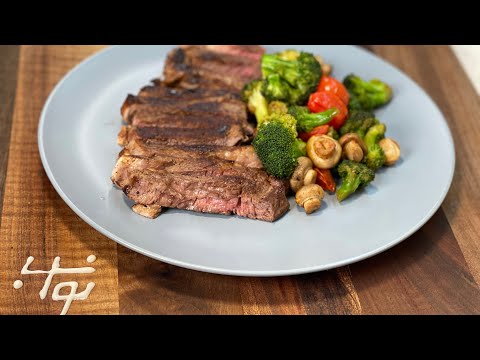 پوستر استیک با سبزیجات،طرز تهیه استک و مقدار پخت با نواب - ribeye...