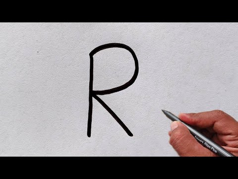 پوستر نقاشی زیبا از حرف R رسم کردن طراحی آسان برای مبتدیان