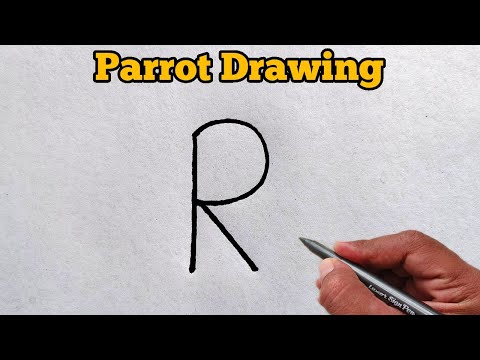 پوستر نحوه آسان نقاشی یک پرنده طوطی در 2 دقیقه - آموزش نقاشی...