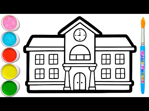 پوستر نقاشی، رنگ آمیزی و طراحی ساختمان مدرسه برای کودکان و...