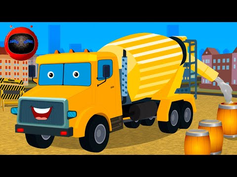 پوستر ویدیو انیمیشن وسیله نقلیه خیابانی مخلوط کن سیمان برای...