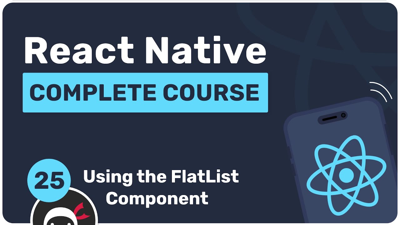 پوستر آموزش کامل React Native - استفاده از اجزای FlatList