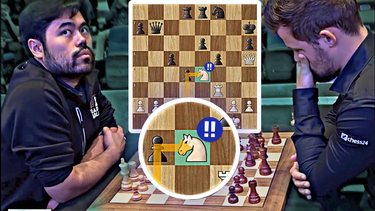 پوستر شطرنج برجسته هیکارو در بقایای مقابل مگنوس کارلسن 😮♟️🔥