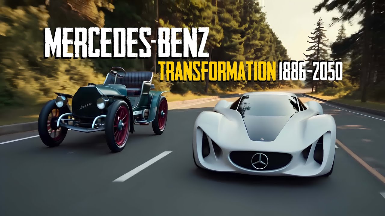 پوستر Mercedes-Benz Car Transformation 1886 - 2050 Evolution in 3...