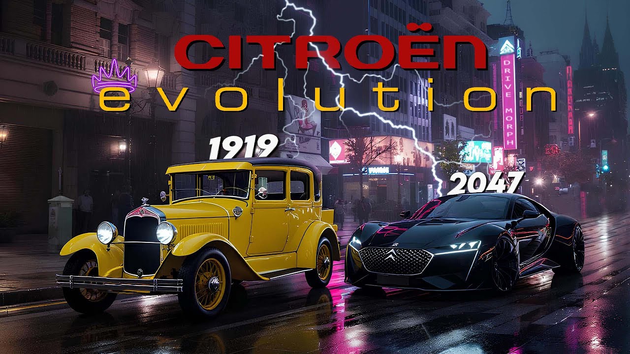 پوستر Citroen Car Evolution 1919 - 2047 Transformation in 4...