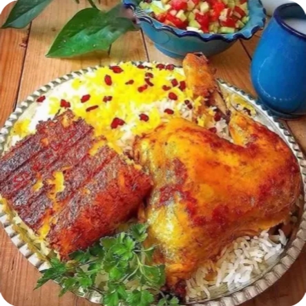 چلو مرغ با مخلفات