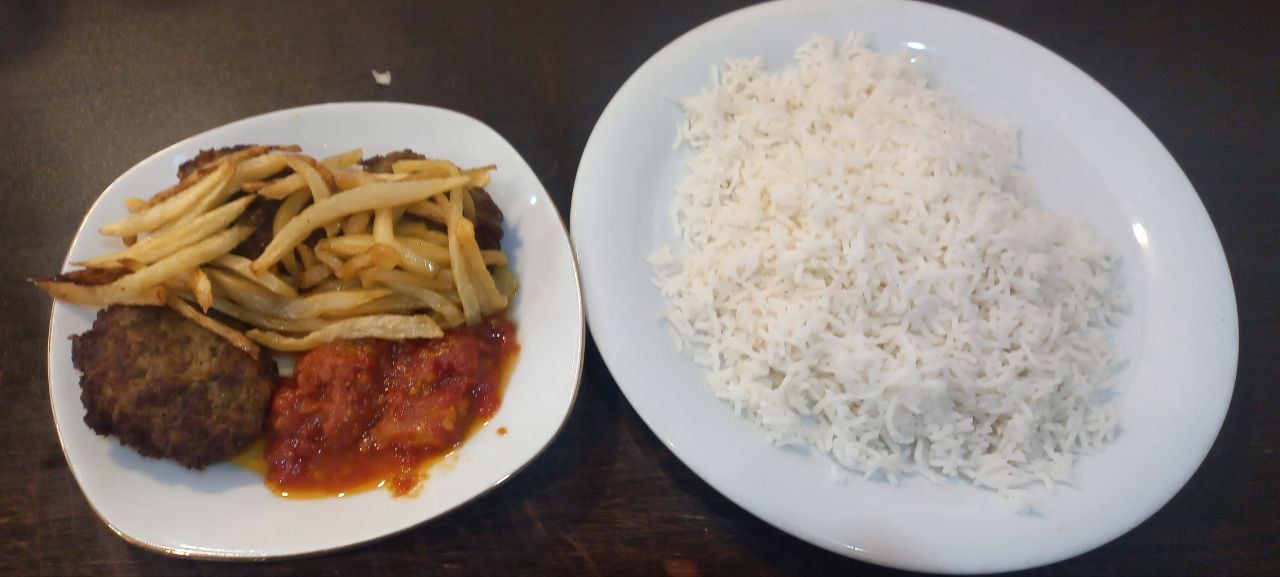 برنج و کباب شامی