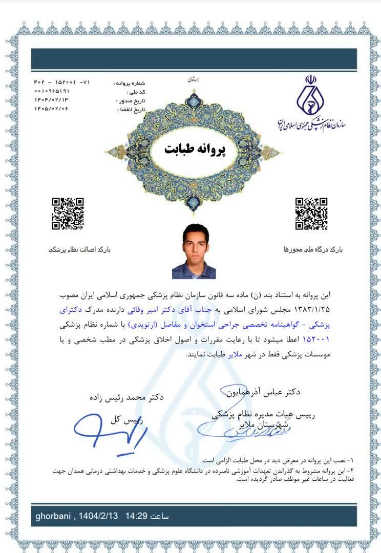 دکتر امیر وفایی