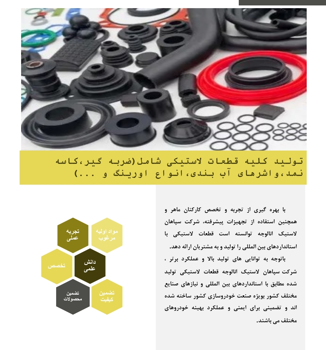 تولید کننده قطعات لاستیکی سپاهان لاستیک در اصفهان 