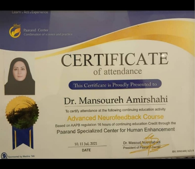DR. MANSOUREH AMIRSHAHI PH.D IN PSYCHOLOGY
