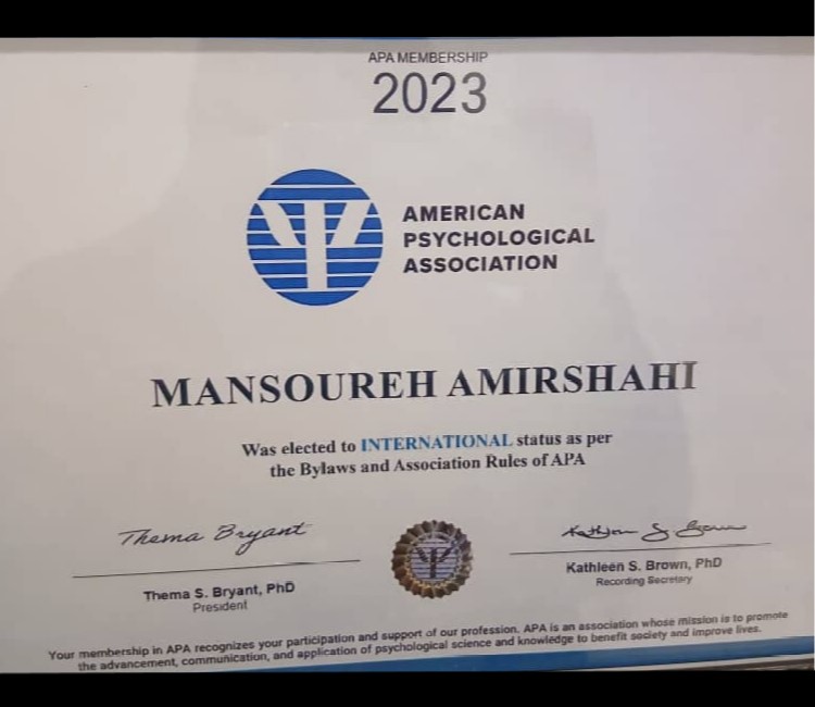 DR. MANSOUREH AMIRSHAHI PH.D IN PSYCHOLOGY
