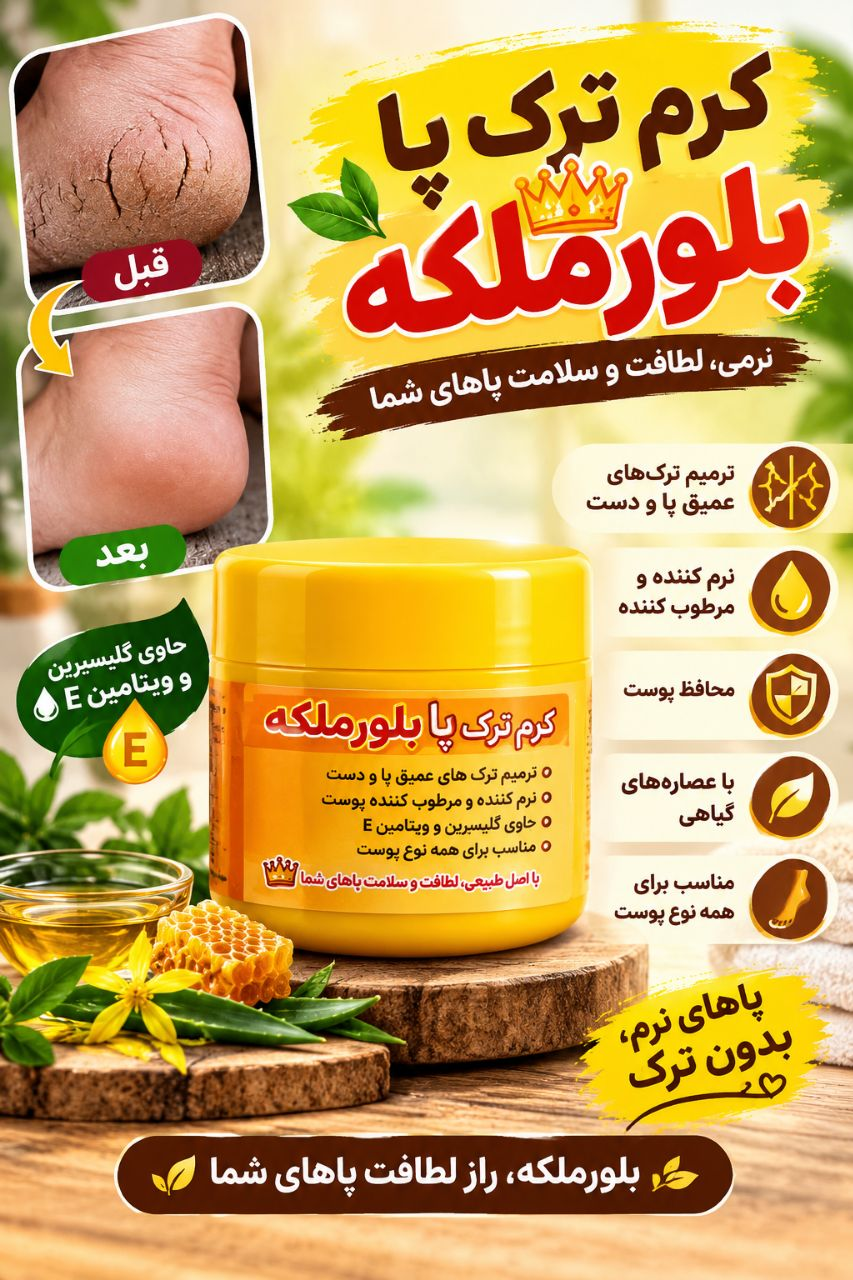 کرم ترک پا بلور ملکه نرمی لطافت پاهای شما