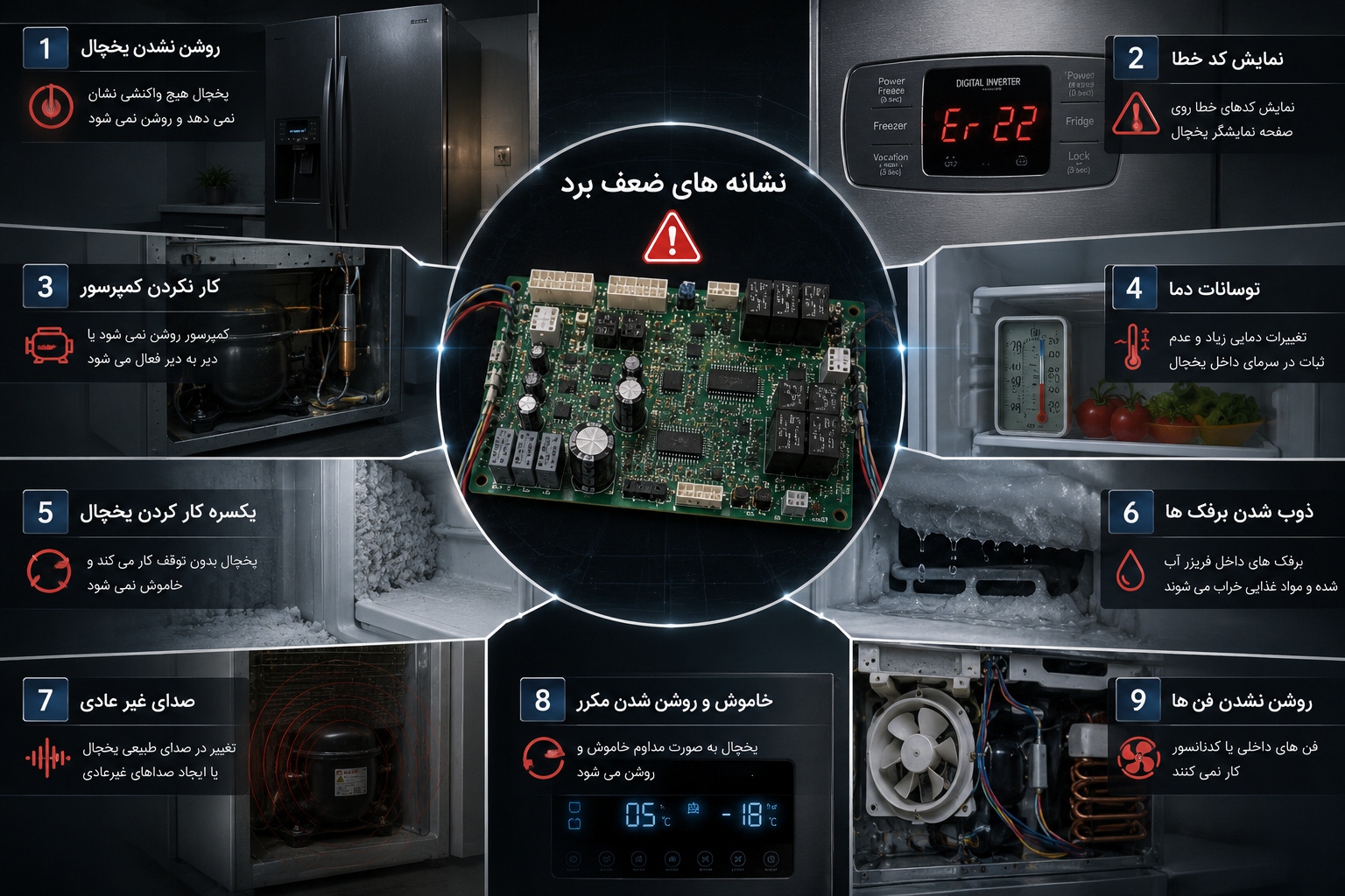 تعمیر برد یخچال در اصفهان