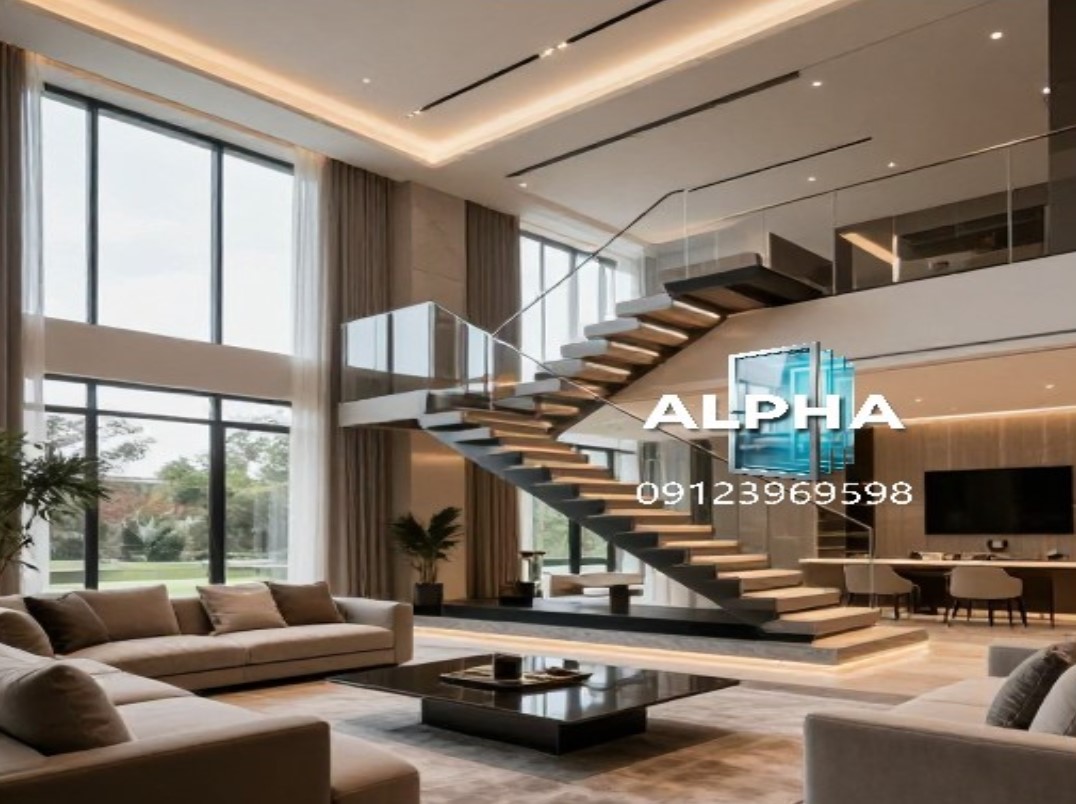 جان پناه شیشه ای راه پله