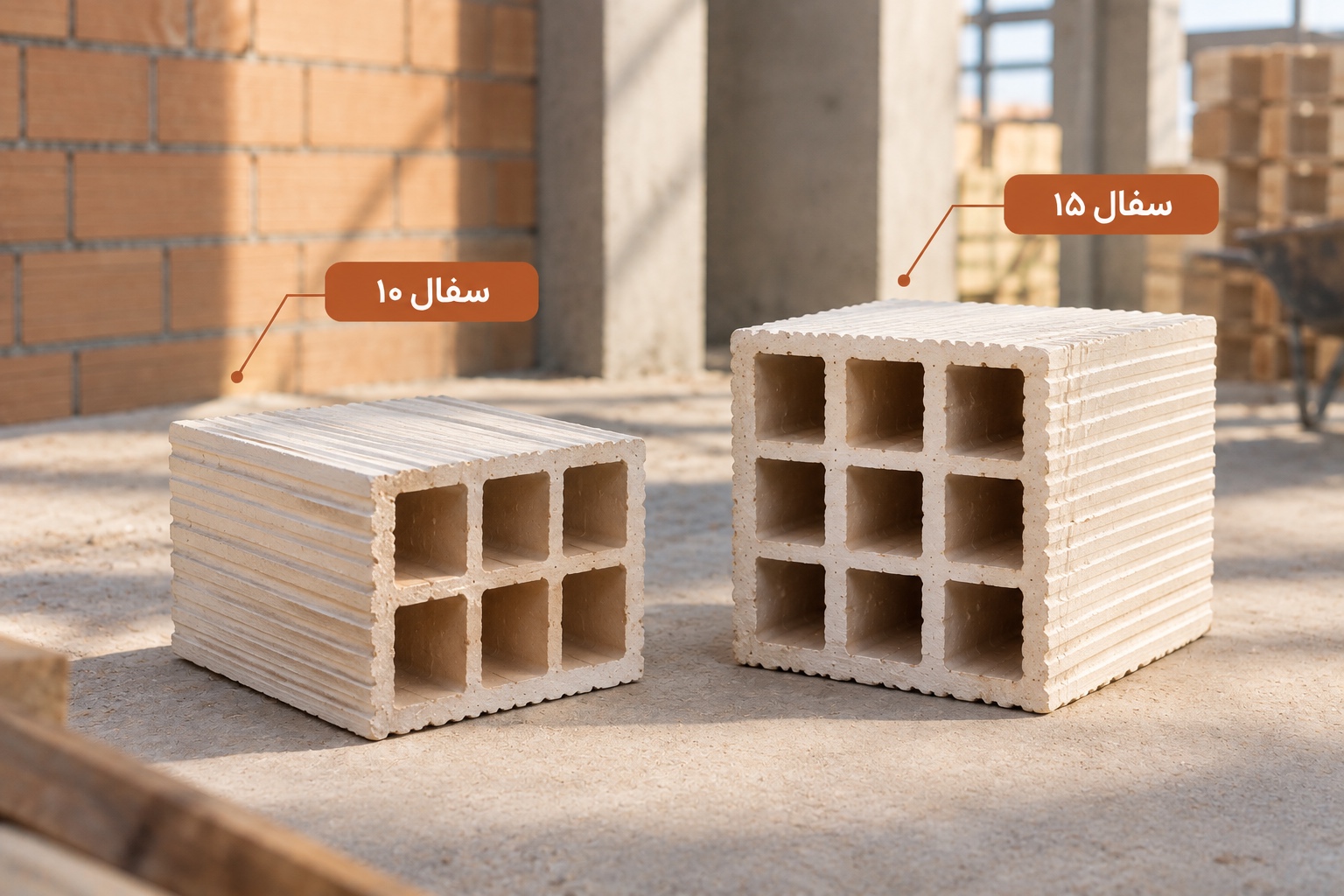 مقایسه آجر سفال ۱۰ و ۱۵ اصفهان