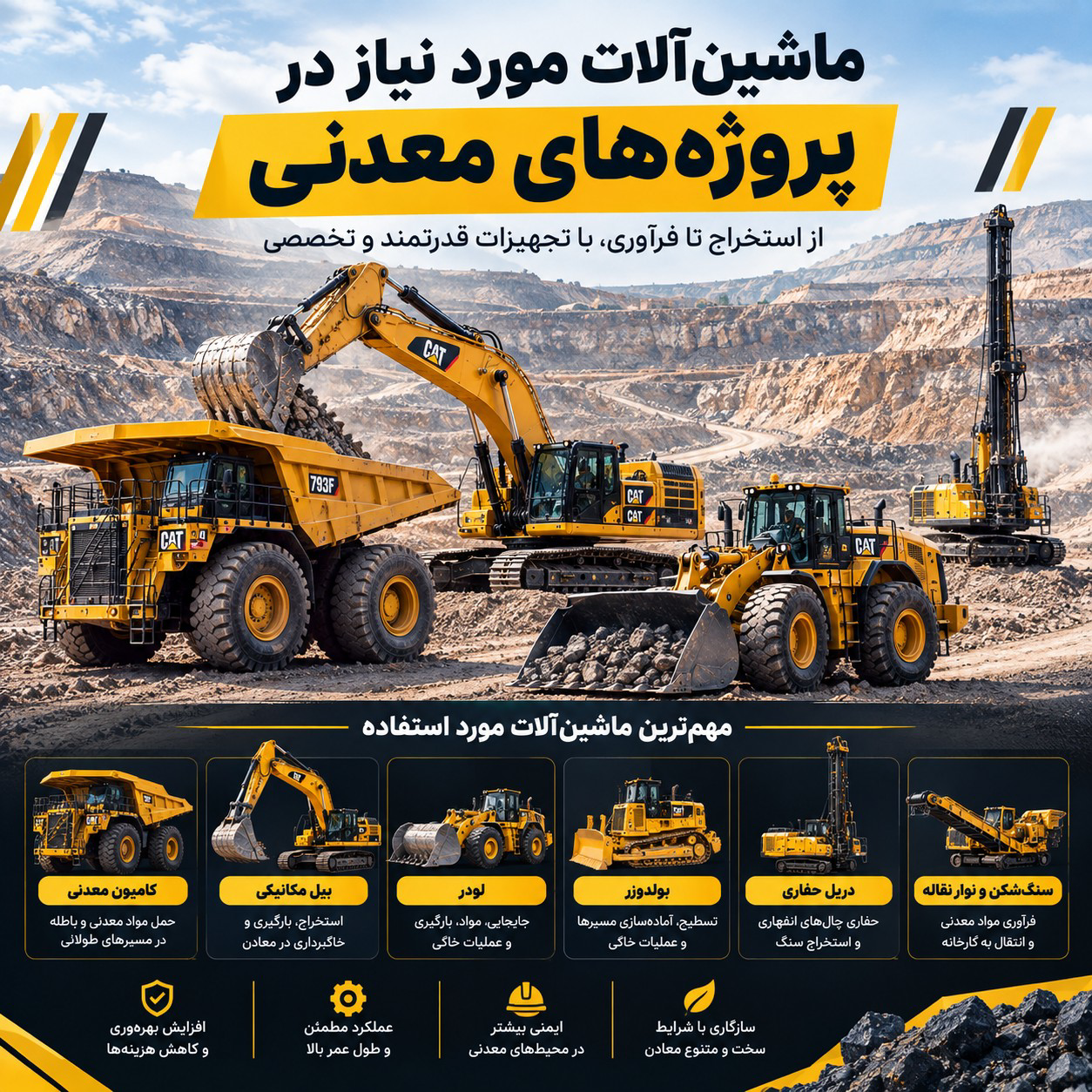 ماشین آلات مورد نیاز در پروژههای معدنی