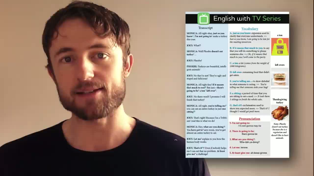 پوستر انگلیسی با مجموعه‌های تلویزیونی شلوارهای سپاس‌گزاری جوی