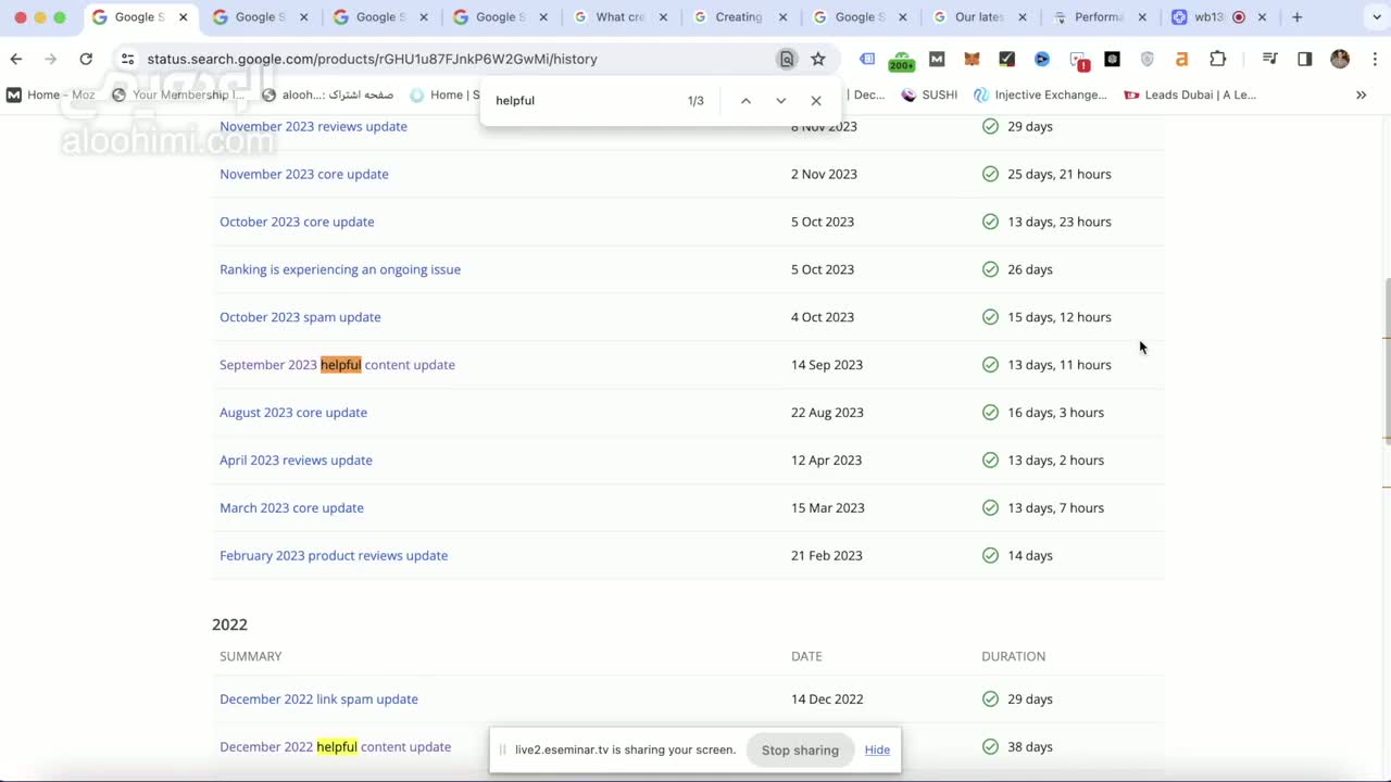 پوستر وبینار بررسی الگوریتم Helpful Content
