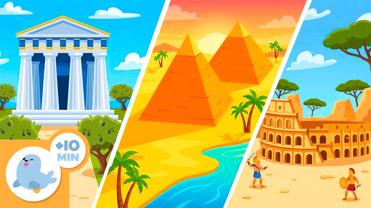 ماجراجویی تاریخی برای کودکان: یونان، مصر و روم باستان 🏺🌍
