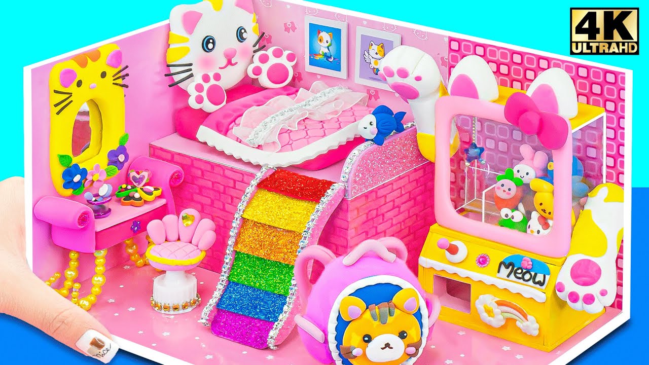 پوستر ساخت اتاق کوچک مینی گربه از خاک با لیوان رنگارنگ و دستگاه...