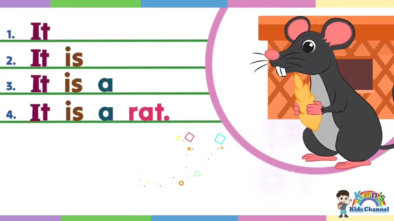 پوستر آموزش خواندن جمله «این یک موش است.» درس خواندن انگلیسی برای...