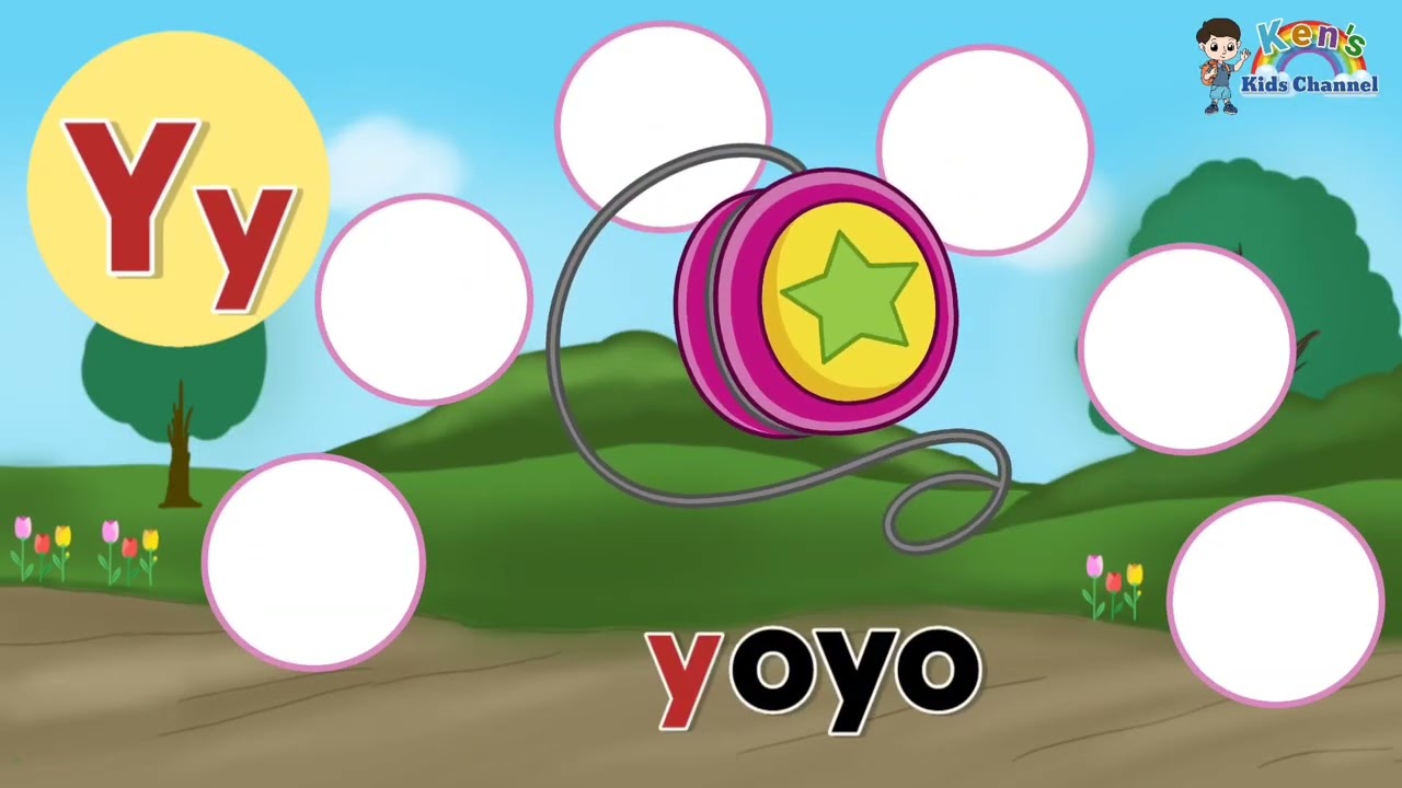 پوستر ترانه حرف Yy ترانه فونتیک برای کودکان درس خواندن انگلیسی...