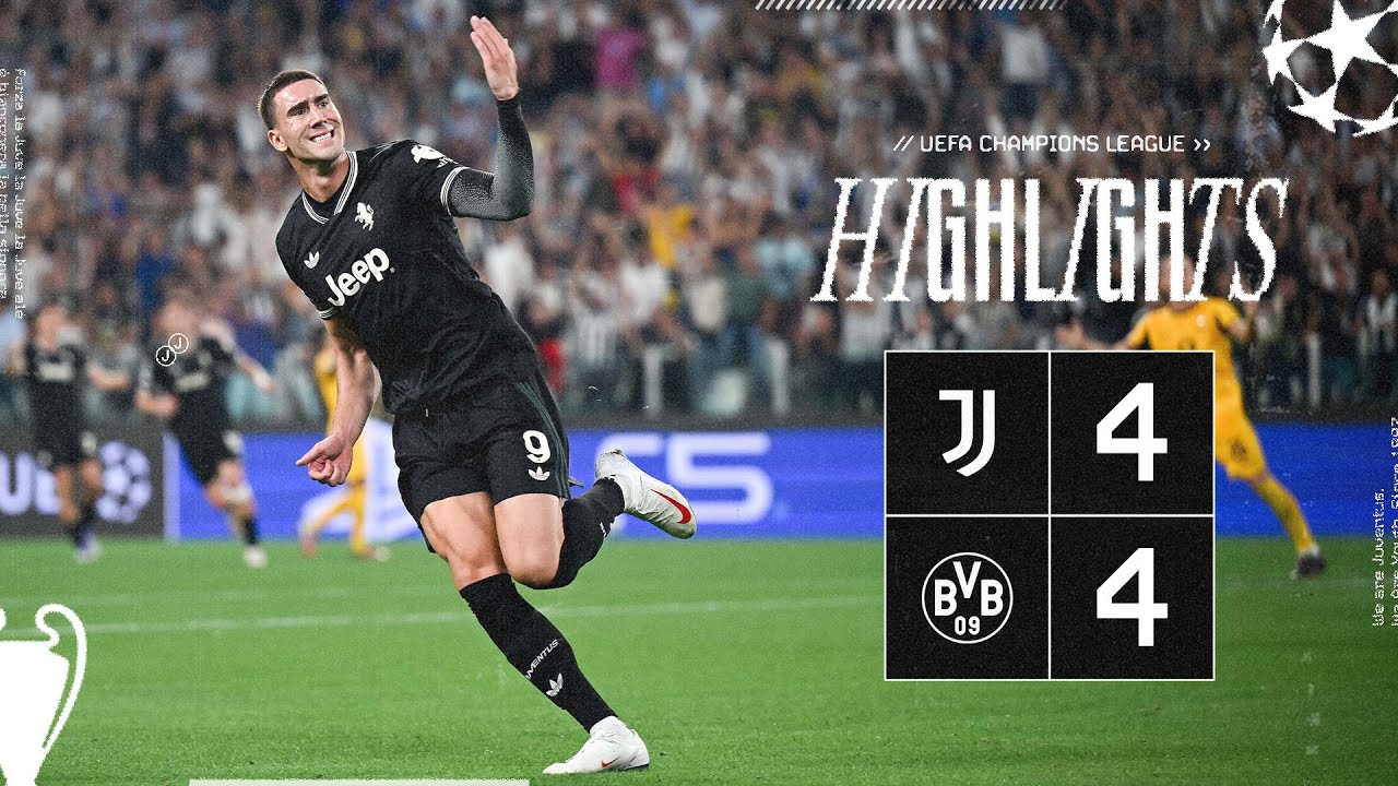 پوستر خلاصه بازی لیگ قهرمانان اروپا یوونتوس ۴-۴ دورتمند چه...