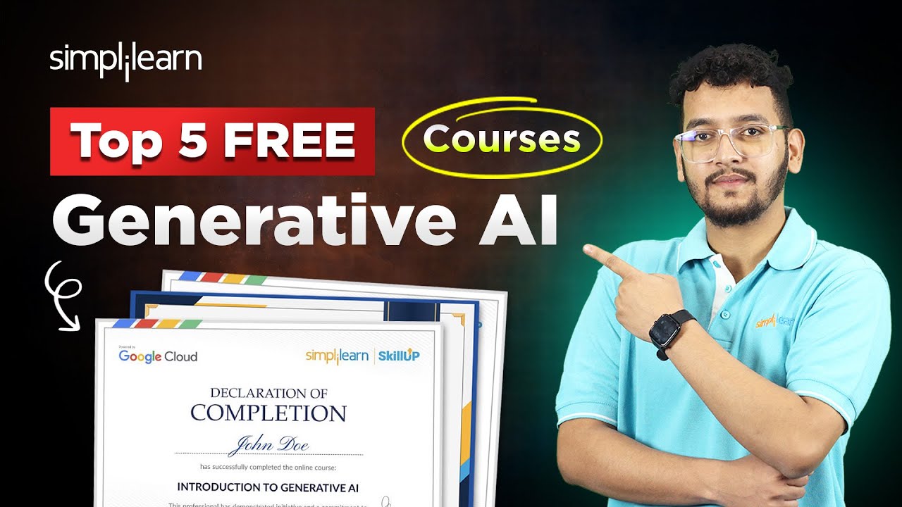 پوستر برترین 5 دوره رایگان هوش مصنوعی تولیدی گواهی‌نامه رایگان...