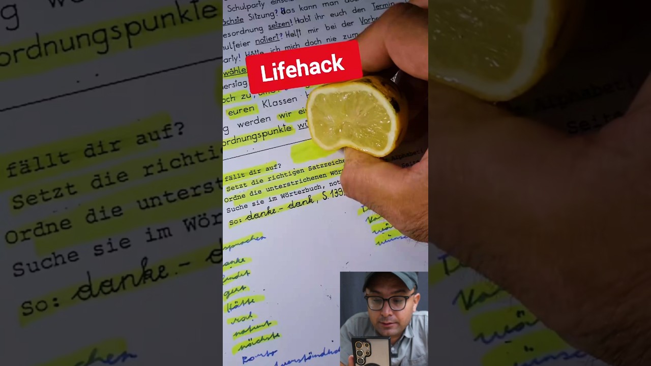 پوستر ترفند زندگی پاک کردن هایلایتر با لیمو 🍋🖊🩹