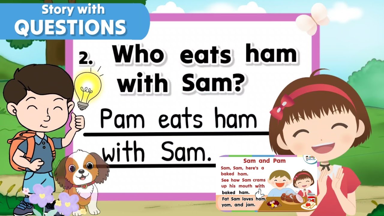 پوستر خواندن داستان با سوالات سم و پم درک مطلب برای کودکان