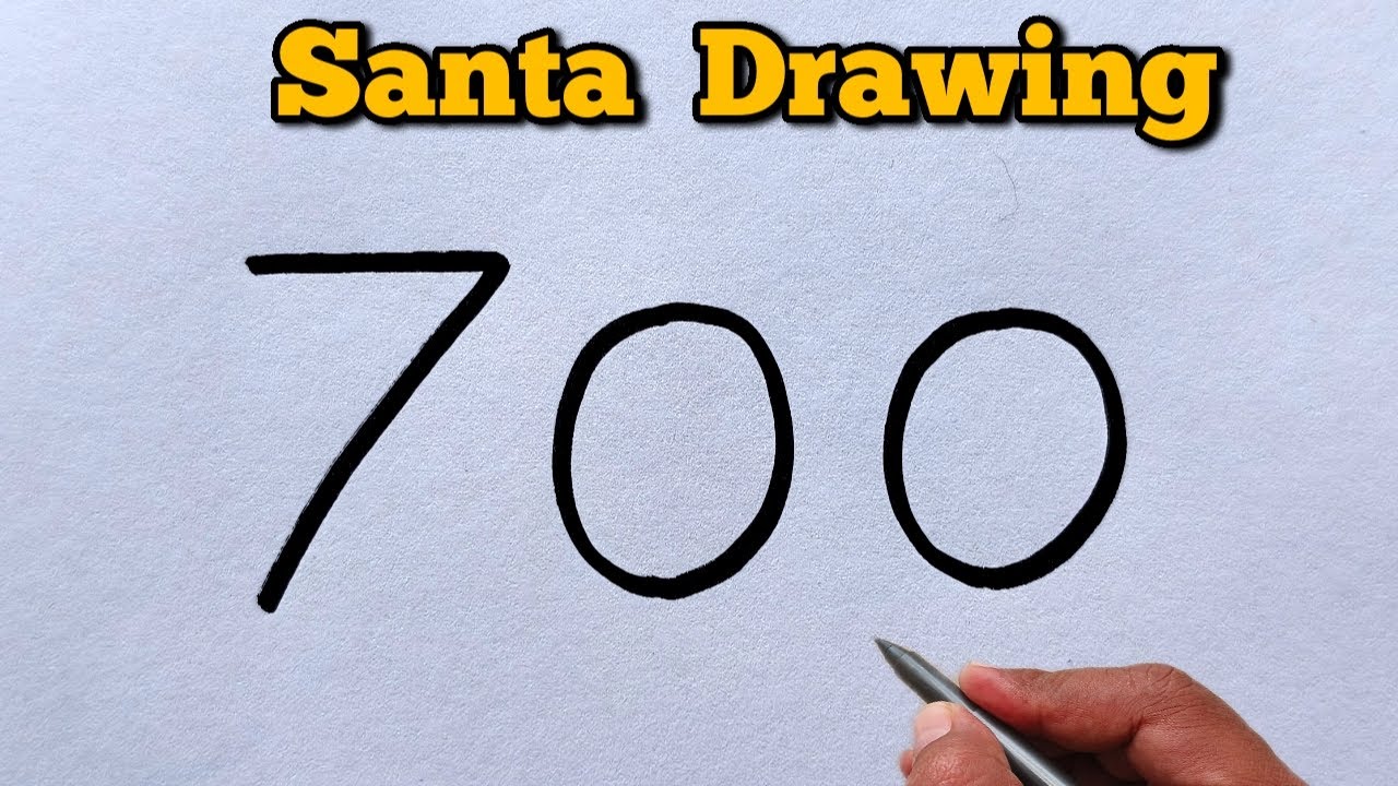 نقاشی آسان بابانوئل با عدد 700 🎅 | ایده ویروسی کریسمس
