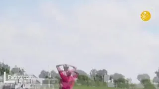 (ویدئو) ورود تمساح غول پیکر به زمین فوتبال!