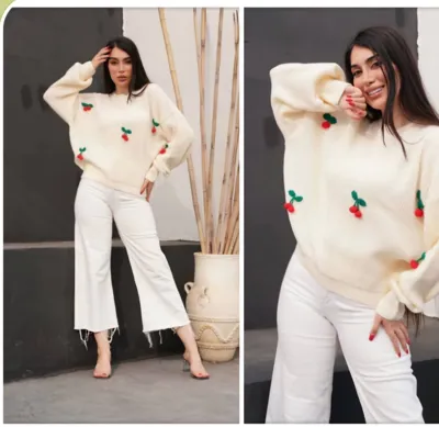 تولیدی  شومیز در تهران  بافت یقه گرد البالو لش جنس اکرلیک ترک گرم خیلی بالا لطيف و ظريف کار مزونی فری سایزاز ۳۶ تا ۵۰ قیمت  فقط۵۹۸ ۶رنگ عالی دور سینه۱۷۰ قدحدود ۶۵