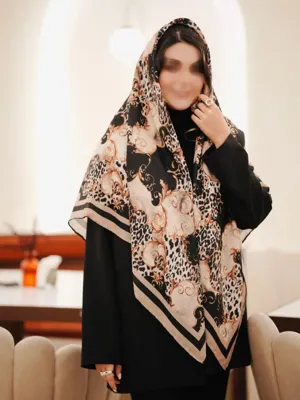 روسری نخ اسپان  دور دست دوز