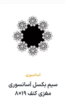 سیم بکسل آسانسوری مغزی کنف 19×8