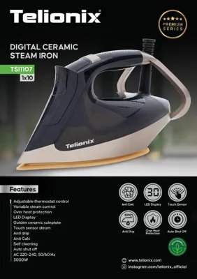 اتوهوشمندمارک‌‌‌تلونیکس

اتوبخار‌مدل هوشمندبرندTeIioniX

دارای سیستم ضدرسوب

باتوان3000وات‌دارای کابل بلند.مخزن بزرگ

قابلیت اتوکشی درحالت عمودی

قطع‌کن خودکارپس از30ثانیه درصورت‌عدم تحرک برروی لباس درحالت افقی‌قطع کن خودکارپس از8دقیقه درصورت‌عدم استفاده

باطراحی شیک ورنگ زیبا

کیفیت فووق العاده تحت لیسانس شرکت‌تلونیکس